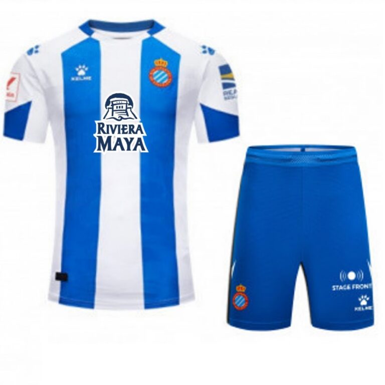 Alternative view of Kelme Espanyol 2023/24 Infant Home Shirt & Shorts Set