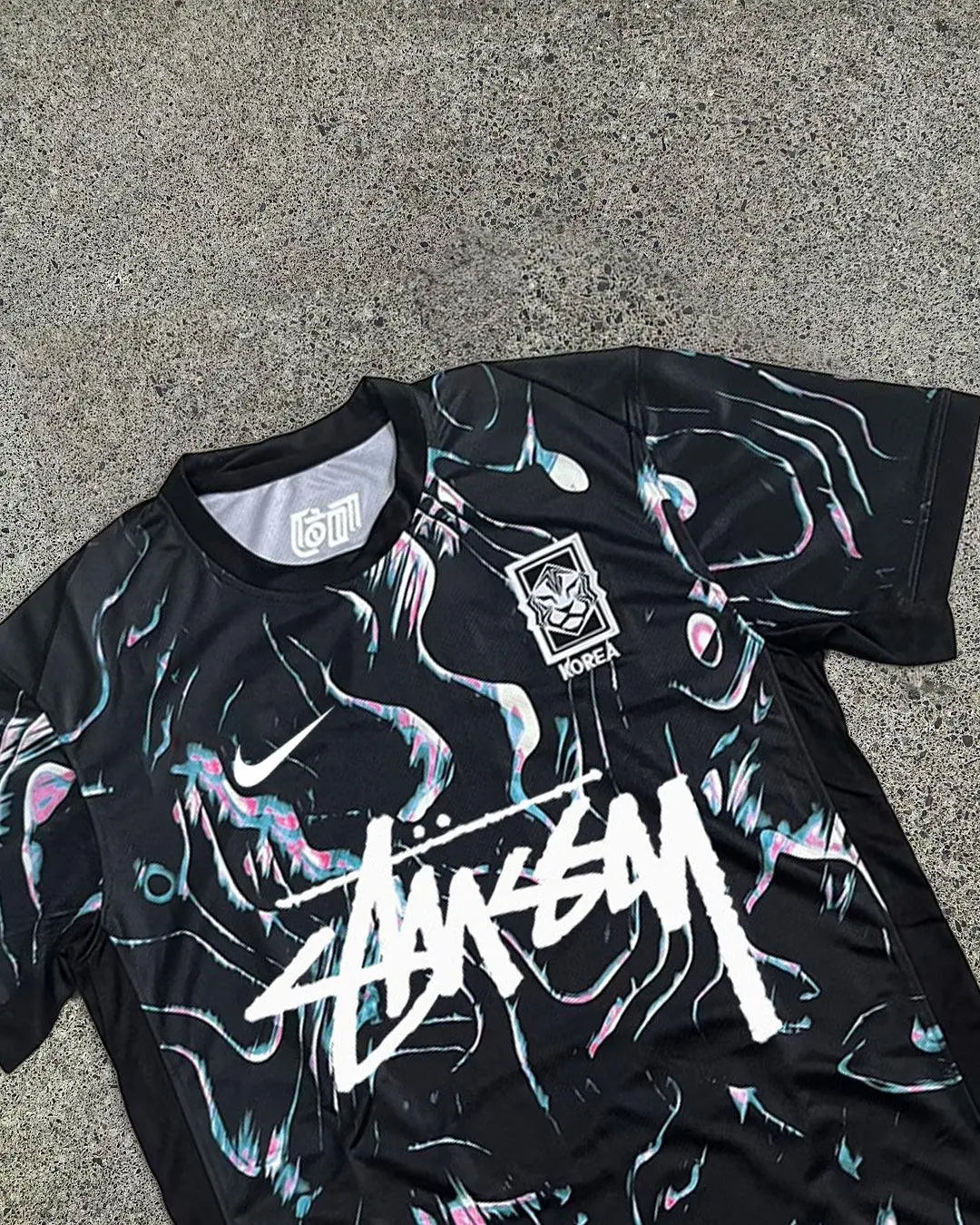 Korea x Stussy Special Edition Black Football Shirt - Image 3